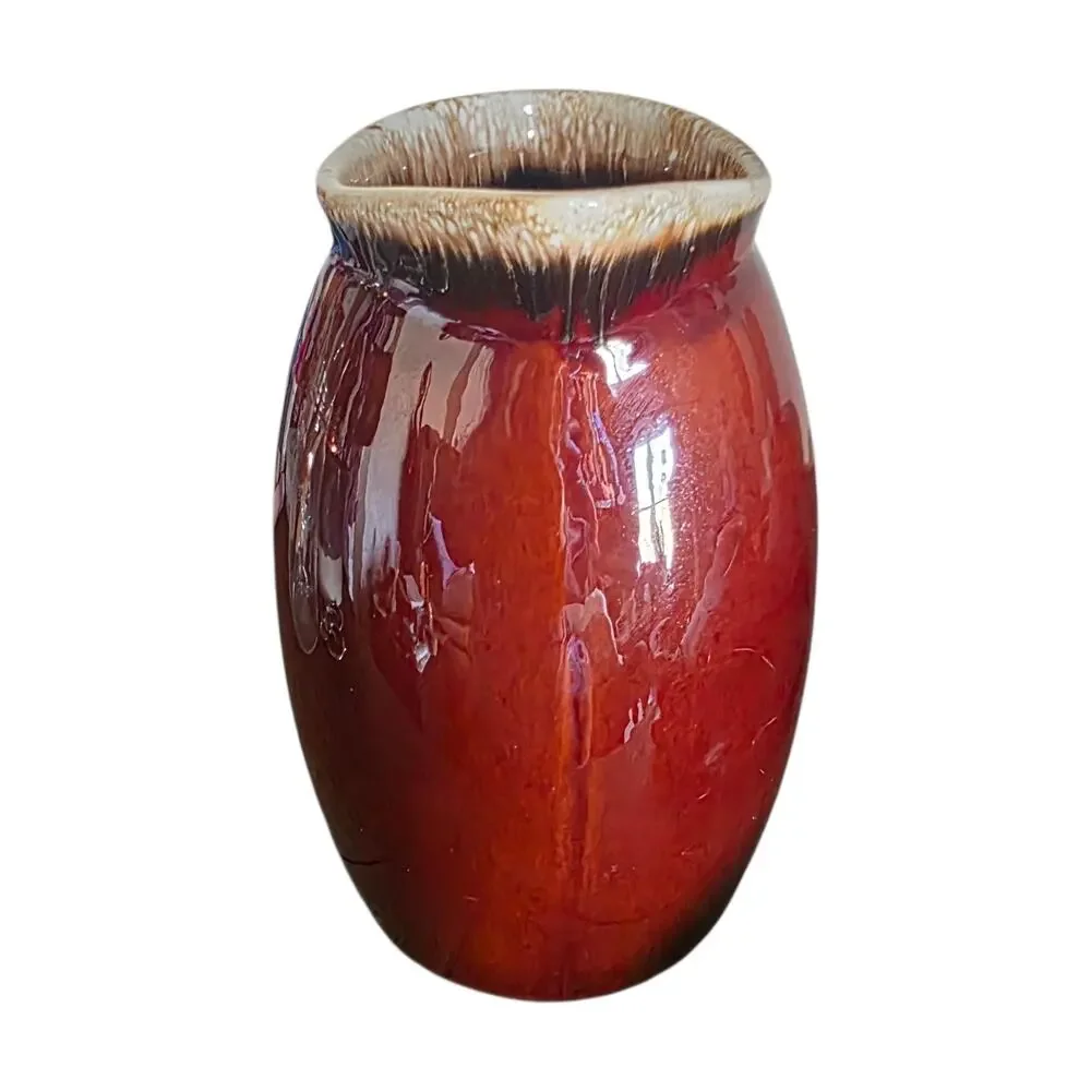 Vintage Hull Pottery Brown Drip Pitcher Vase Signed USA 9” Mid Century